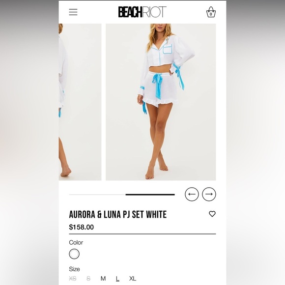 Beach Riot Aurora & Luna Pj Shorts White Blue - Picture 15 of 16